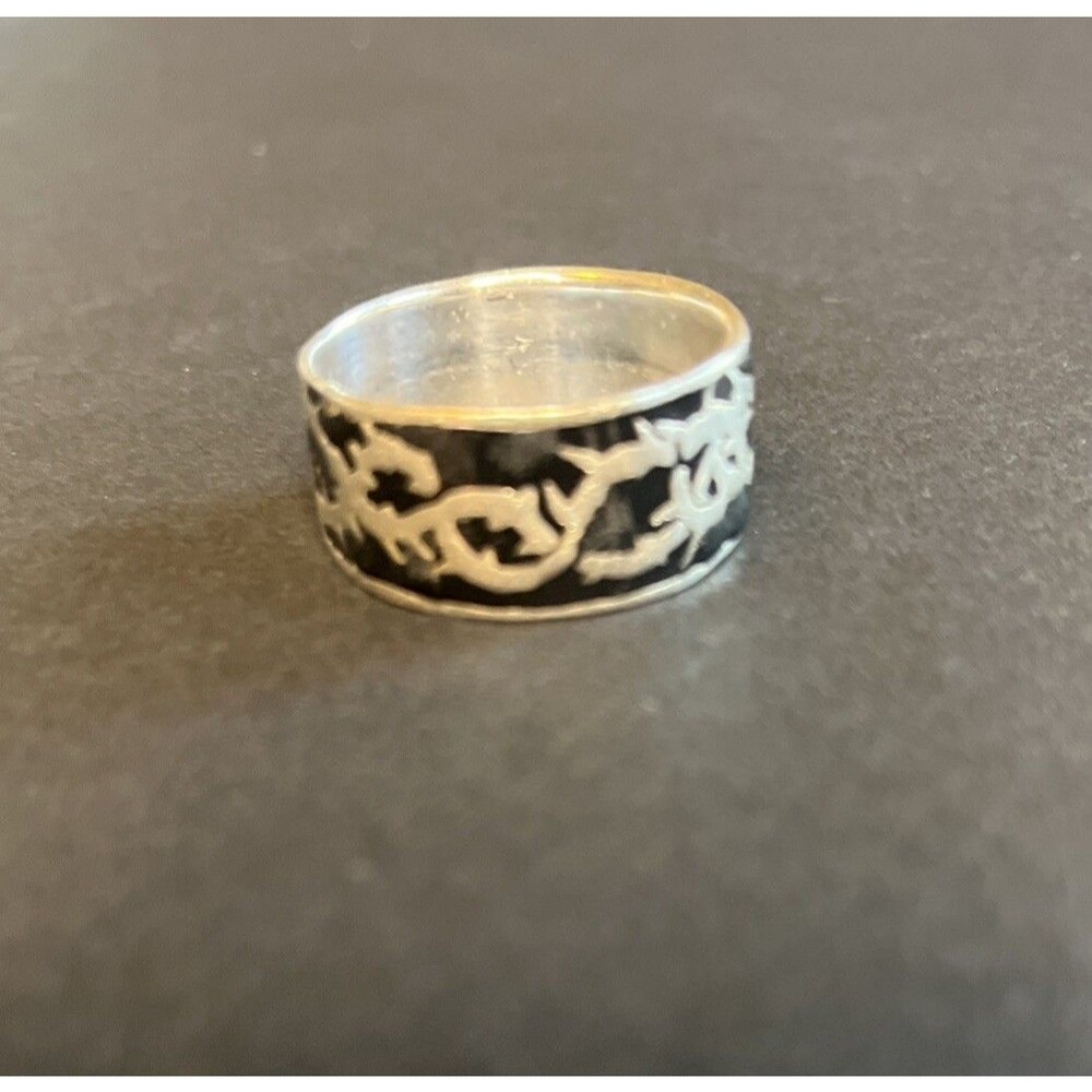 Sterling Silver Ring Carved Tribal Thorns Goth Band 925 Size 11 Mens Unisex